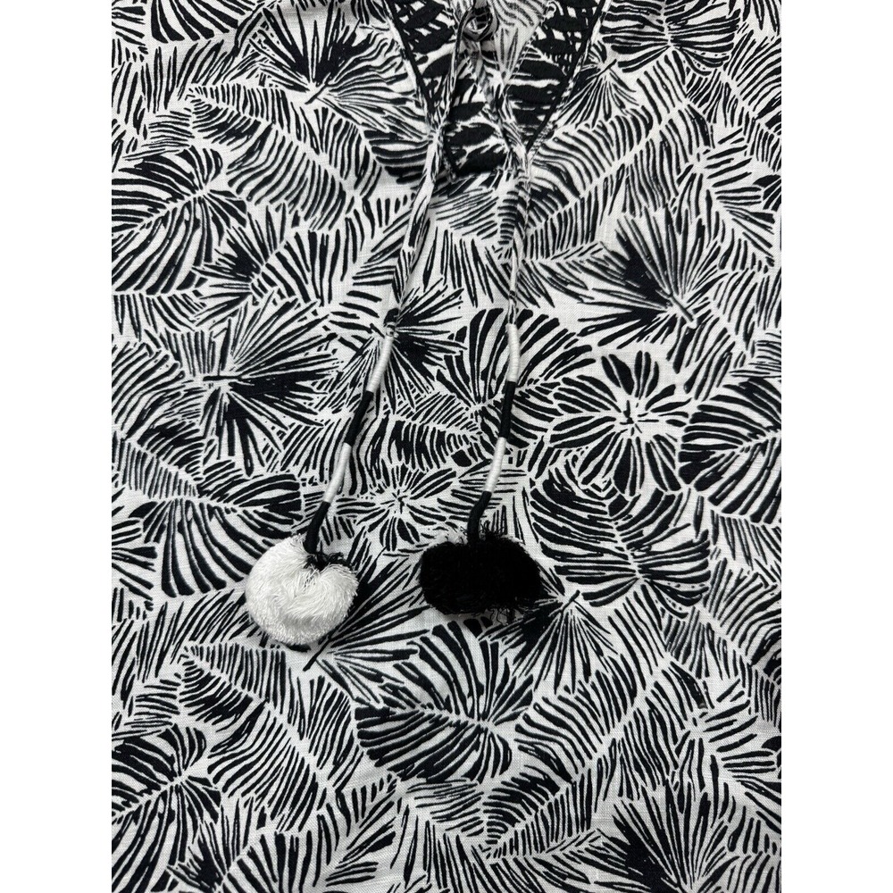 Vineyard Vines Dress Womens Large Gray Palm Leaves Linen Coastal Beach Boho - Picture 5 of 8